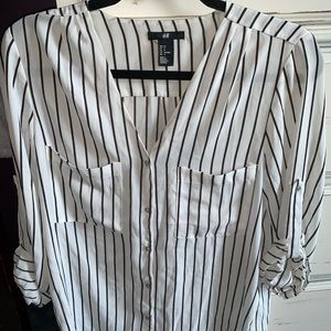 Black and White Stripped Dress shirt/Button Up